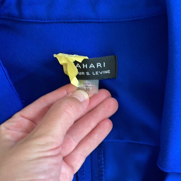 Blue Tahari faux wrap dress with belt - Picture 5 of 13